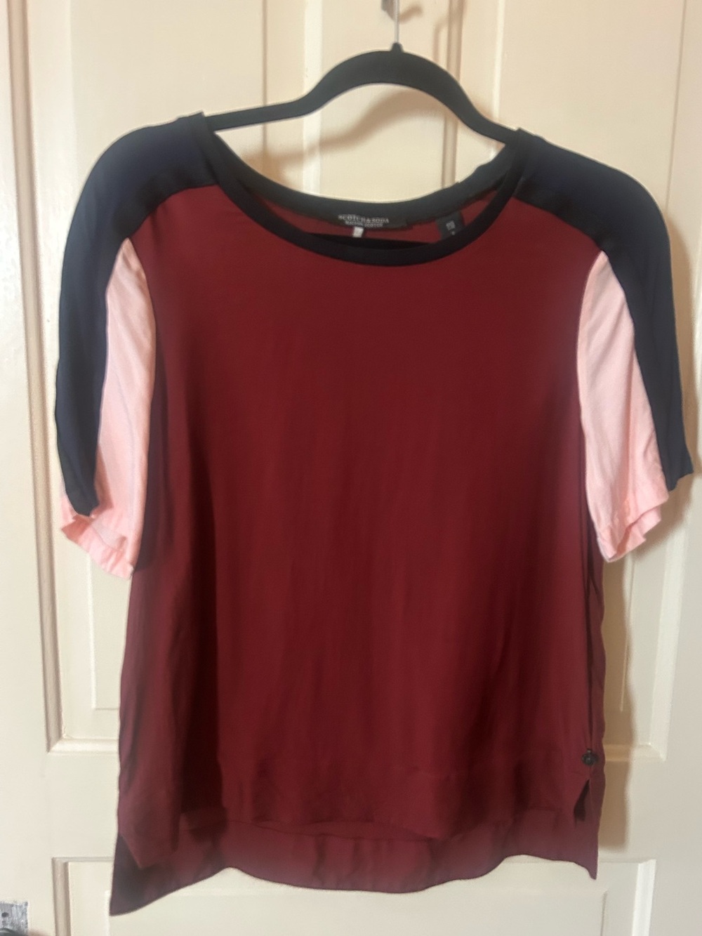 Scotch & Soda hip hop viola Burgundy pink Colorblock Short Sleeve Top S